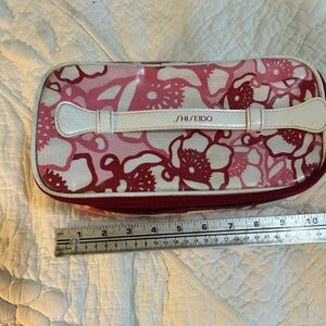 Shiseido Pink Floral Cosmetic Bag   - waterproof